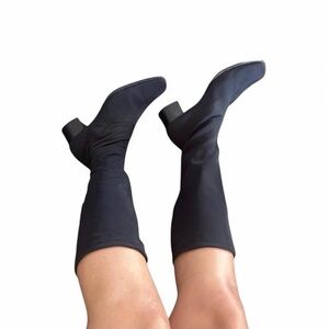 Vintage Black Nylon Sock Boots with small heel